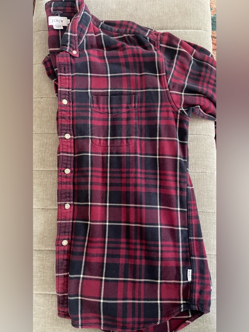J. Crew Red and Black Plaid Heavyweight Flannel Button-Down Shirt